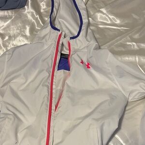 Under Armour White Jacket with Pink and Blue Trim
